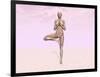 Female Musculature Performing Tree Yoga Pose-null-Framed Art Print