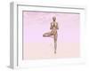 Female Musculature Performing Tree Yoga Pose-null-Framed Art Print