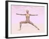 Female Musculature Performing Warrior Yoga Pose-null-Framed Art Print