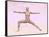 Female Musculature Performing Warrior Yoga Pose-null-Framed Stretched Canvas