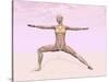 Female Musculature Performing Warrior Yoga Pose-null-Stretched Canvas