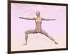 Female Musculature Performing Warrior Yoga Pose-null-Framed Art Print