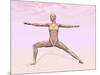Female Musculature Performing Warrior Yoga Pose-null-Mounted Art Print