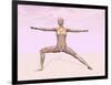 Female Musculature Performing Warrior Yoga Pose-null-Framed Art Print