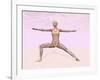 Female Musculature Performing Warrior Yoga Pose-null-Framed Art Print