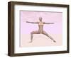 Female Musculature Performing Warrior Yoga Pose-null-Framed Art Print