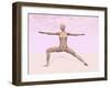 Female Musculature Performing Warrior Yoga Pose-null-Framed Art Print