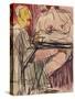 Female Nude and Man Sitting at a Table; Weiblicher Akt Und Mann an Einem Tisch Sitzend-Ernst Ludwig Kirchner-Stretched Canvas