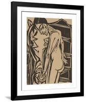 Female Nude Before a Cabinet-Ernst Ludwig Kirchner-Framed Premium Giclee Print