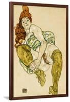 Female Nude Clasping Right Leg, 1917-Egon Schiele-Framed Giclee Print