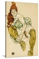 Female Nude Clasping Right Leg, 1917-Egon Schiele-Stretched Canvas