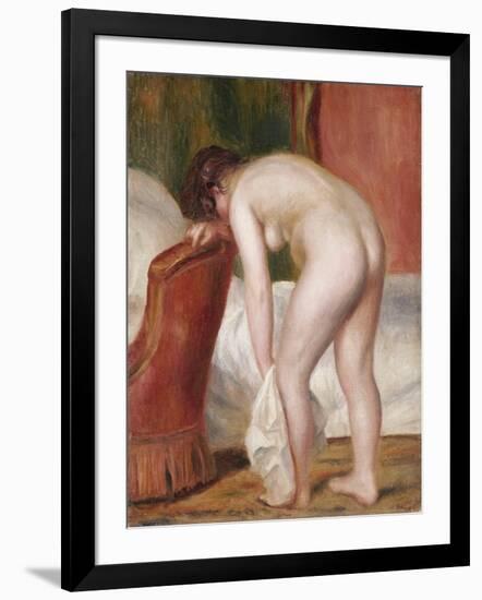 Female Nude Drying Herself, C.1909-Pierre-Auguste Renoir-Framed Giclee Print