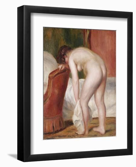 Female Nude Drying Herself, C.1909-Pierre-Auguste Renoir-Framed Giclee Print