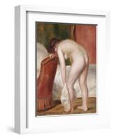 Female Nude Drying Herself, C.1909-Pierre-Auguste Renoir-Framed Giclee Print