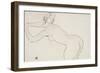 Female Nude Kneeling and Bending Forward to the Left, 1918-Egon Schiele-Framed Giclee Print