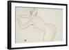 Female Nude Kneeling and Bending Forward to the Left, 1918-Egon Schiele-Framed Giclee Print