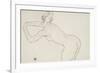 Female Nude Kneeling and Bending Forward to the Left, 1918-Egon Schiele-Framed Giclee Print