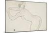 Female Nude Kneeling and Bending Forward to the Left, 1918-Egon Schiele-Mounted Giclee Print