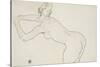 Female Nude Kneeling and Bending Forward to the Left, 1918-Egon Schiele-Stretched Canvas