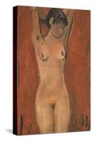 Female Nude on a Brown Background-Otto Muller or Mueller-Stretched Canvas