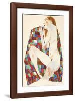 Female Nude on Coloured Blanket, c.1911-Egon Schiele-Framed Serigraph