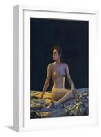 Female Nude on Gold Drapery-null-Framed Art Print