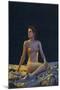 Female Nude on Gold Drapery-null-Mounted Art Print