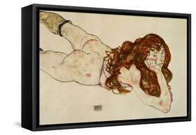 Female Nude on Her Stomach, 1917-Egon Schiele-Framed Stretched Canvas