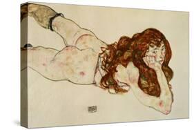 Female Nude on Her Stomach, 1917-Egon Schiele-Stretched Canvas
