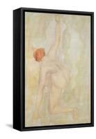 Female nude (pencil and w/c on paper)-Auguste Rodin-Framed Stretched Canvas