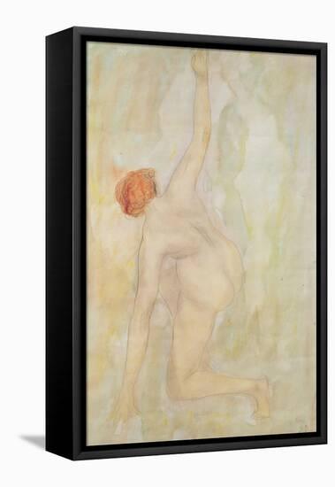 Female nude (pencil and w/c on paper)-Auguste Rodin-Framed Stretched Canvas