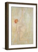 Female nude (pencil and w/c on paper)-Auguste Rodin-Framed Giclee Print