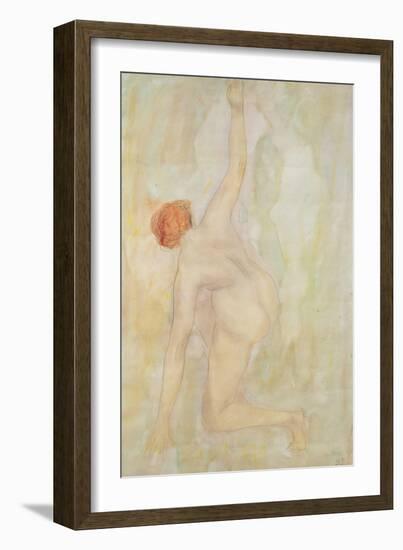 Female nude (pencil and w/c on paper)-Auguste Rodin-Framed Giclee Print