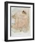 Female nude (pencil and w/c on paper)-Auguste Rodin-Framed Giclee Print