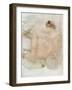 Female nude (pencil and w/c on paper)-Auguste Rodin-Framed Giclee Print