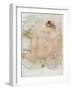 Female nude (pencil and w/c on paper)-Auguste Rodin-Framed Giclee Print