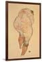 Female Nude Pulling Up Stockings, Rear View, 1918-Egon Schiele-Framed Giclee Print