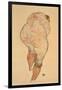 Female Nude Pulling Up Stockings, Rear View, 1918-Egon Schiele-Framed Giclee Print