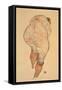 Female Nude Pulling Up Stockings, Rear View, 1918-Egon Schiele-Framed Stretched Canvas