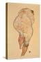 Female Nude Pulling Up Stockings, Rear View, 1918-Egon Schiele-Stretched Canvas