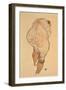 Female Nude Pulling Up Stockings, Rear View, 1918-Egon Schiele-Framed Giclee Print