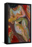 Female Nude (Reading); Weiblicher Akt (Lesend)-Ernst Ludwig Kirchner-Framed Stretched Canvas