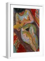 Female Nude (Reading); Weiblicher Akt (Lesend)-Ernst Ludwig Kirchner-Framed Giclee Print