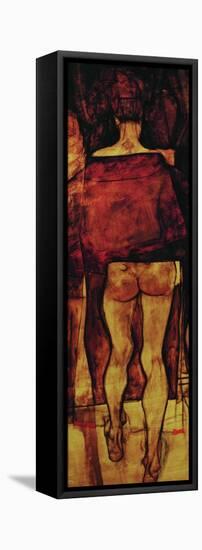 Female Nude, Rear View with Shawl, Fragment-Egon Schiele-Framed Stretched Canvas