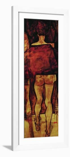 Female Nude, Rear View with Shawl, Fragment-Egon Schiele-Framed Giclee Print