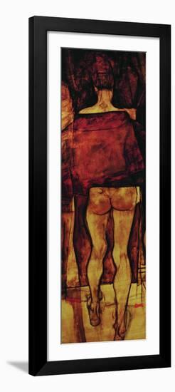 Female Nude, Rear View with Shawl, Fragment-Egon Schiele-Framed Giclee Print