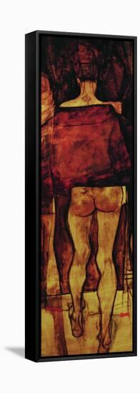 Female Nude, Rear View with Shawl, Fragment-Egon Schiele-Framed Stretched Canvas