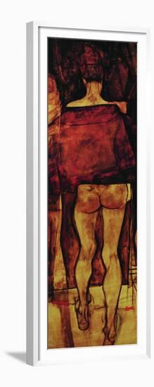 Female Nude, Rear View with Shawl, Fragment-Egon Schiele-Framed Giclee Print