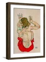 Female Nude Seated on Red Drapery-Egon Schiele-Framed Giclee Print