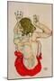 Female Nude Seated on Red Drapery-Egon Schiele-Mounted Giclee Print